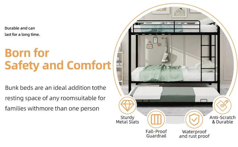 Durable Square Tube Iron Full-Size Bunk Bed by HouseOfZazla