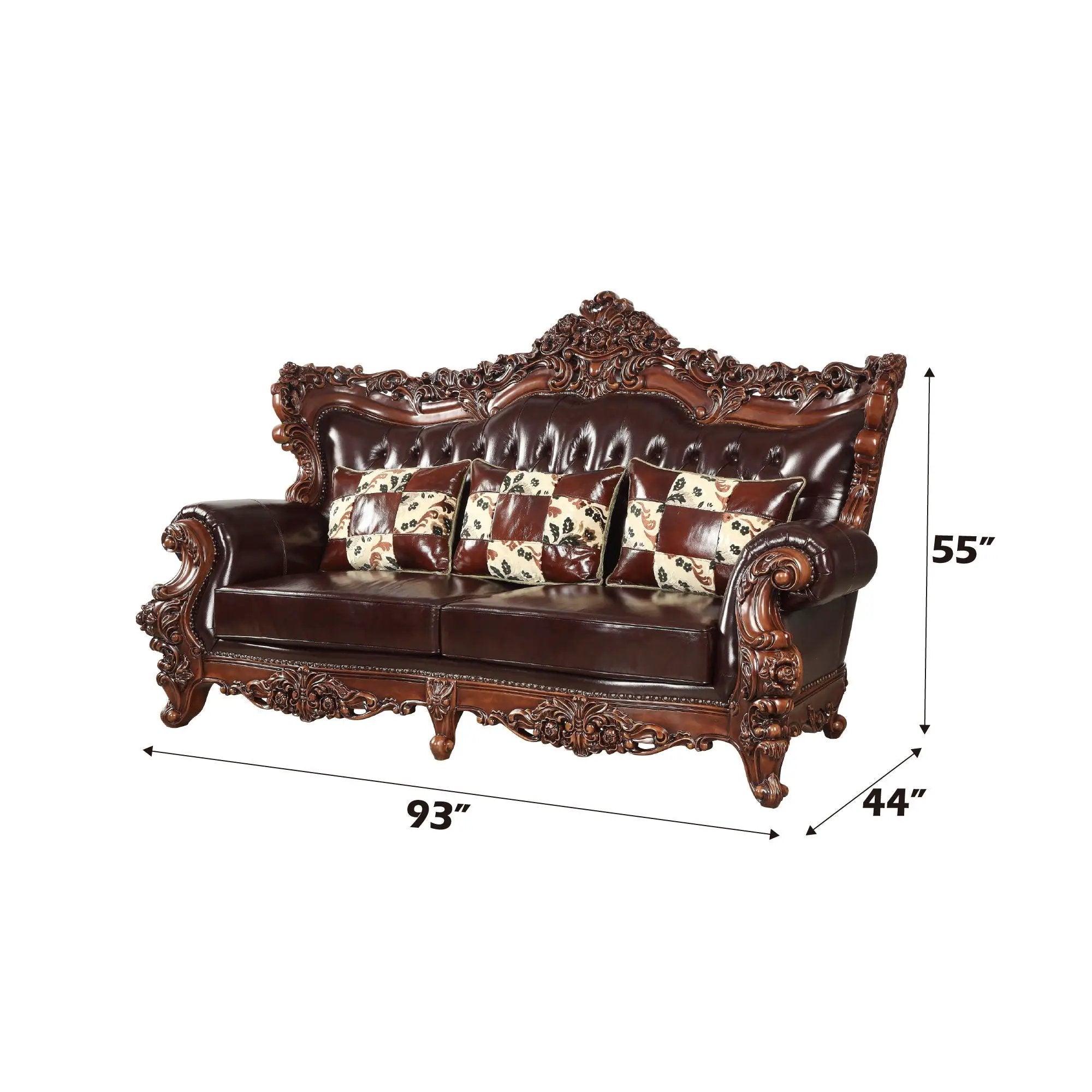 Forsythia - Sofa - Espresso Top Grain Leather Match & Walnut by Unique Piece Furniture