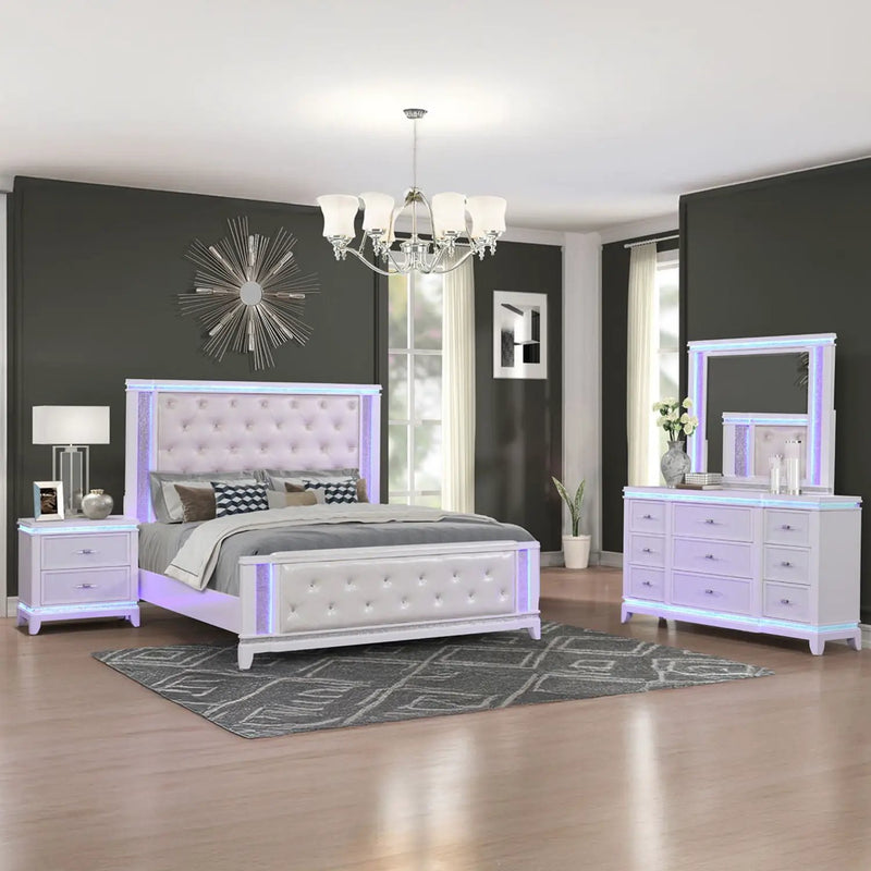 Opium - King Size Tufted Bed - White by HouseOfZazla