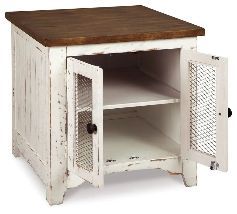Wystfield - Rectangular End Table - 2 Doors - White / Brown by Unique Piece Furniture