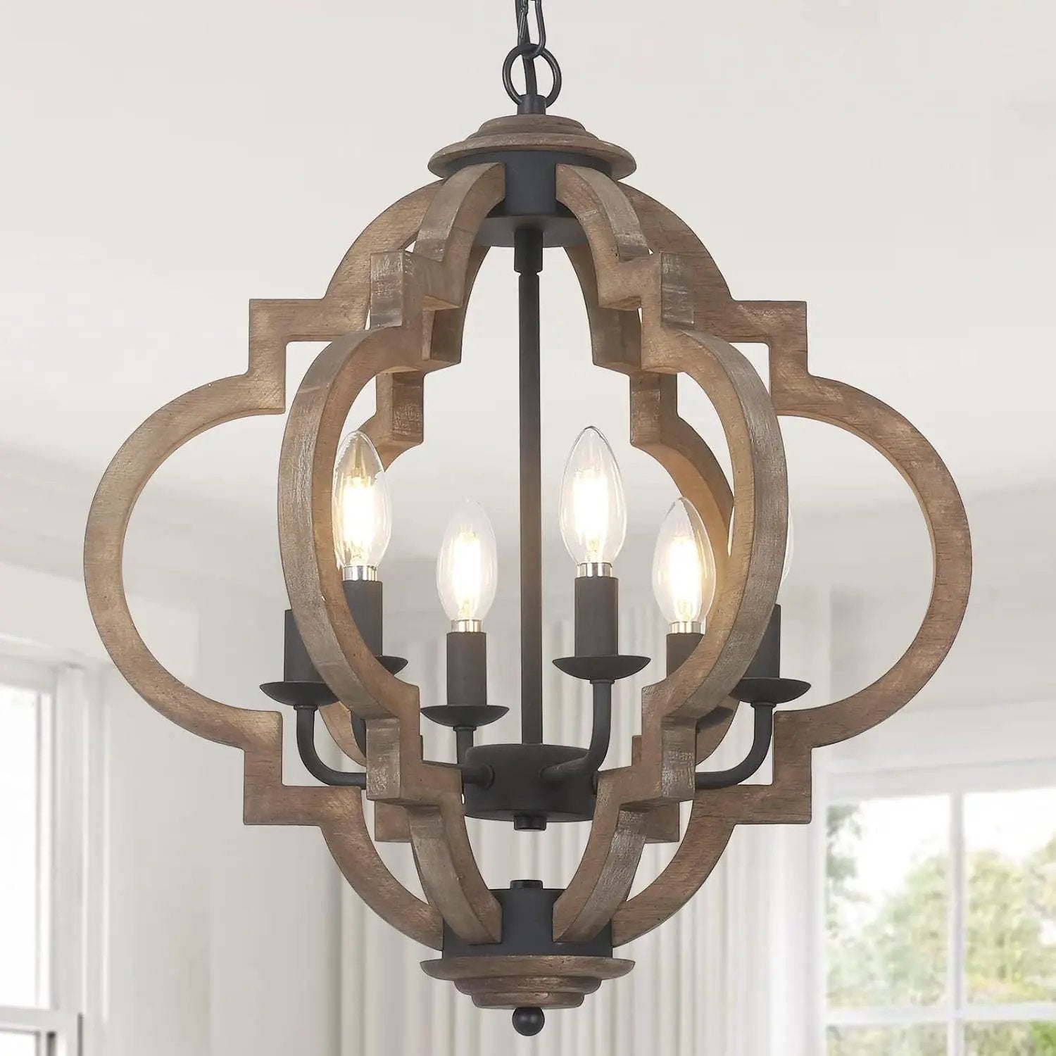 Farmhouse Chandeliers for Dining Room, 6-Light Rustic Light Fixture by HouseOfZazla