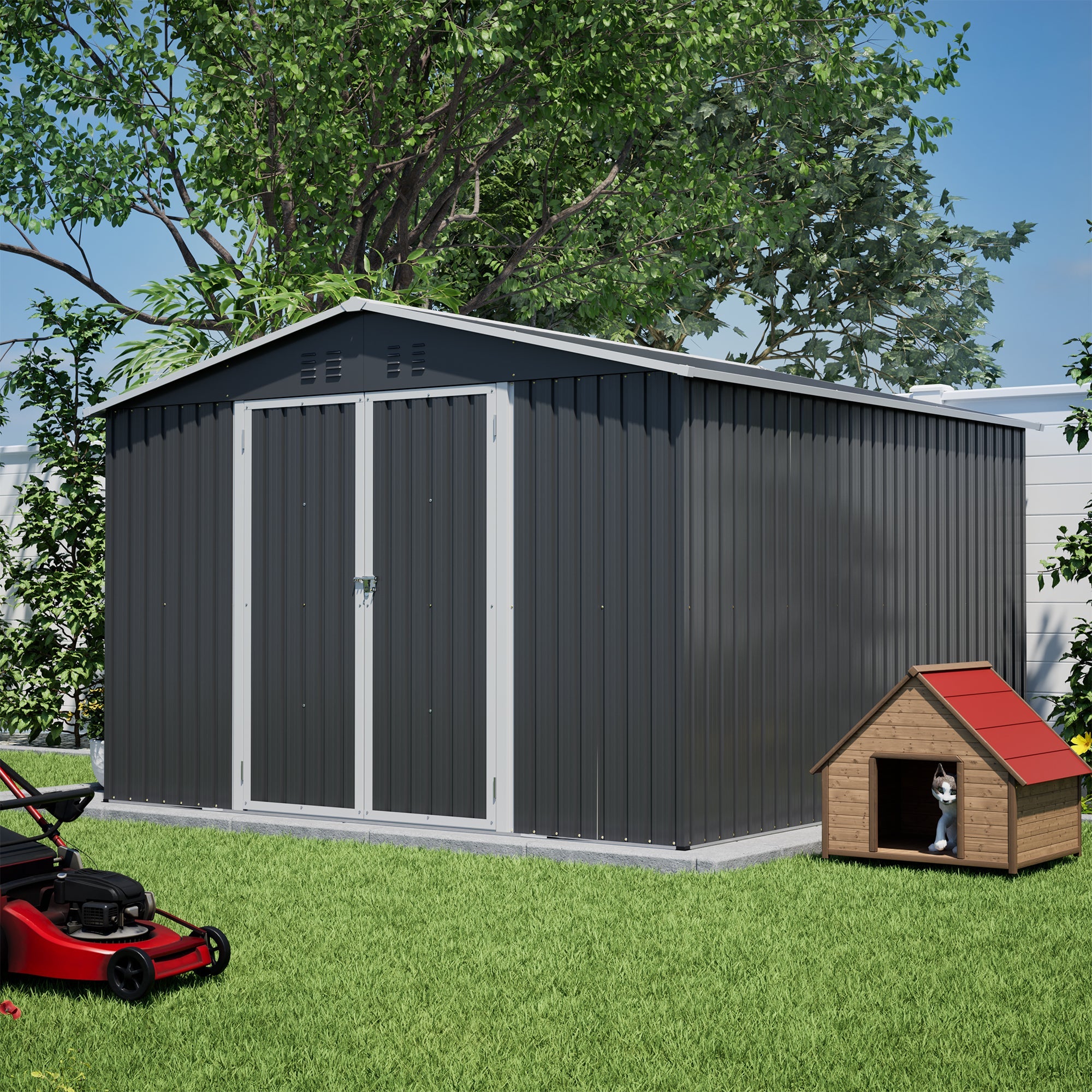 10x10 FT Large Outdoor Metal Storage Shed by HouseOfZazla