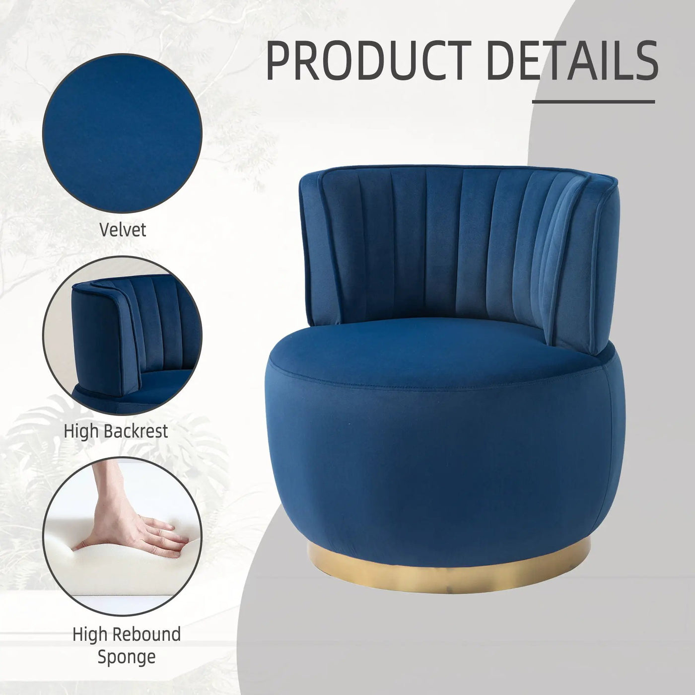 360 Degree Swivel Cuddle Barrel Accent Sofa Chair by Unique Piece Furniture