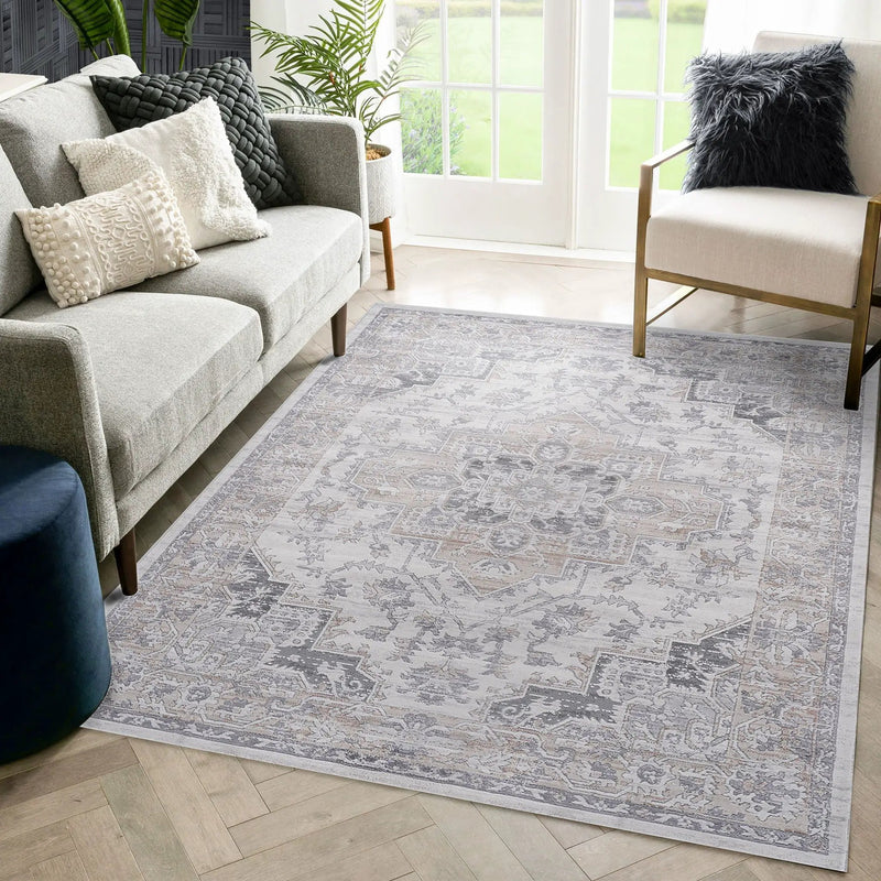Marfi - 6' X 9' Oriental Area Rug - Ivory / Beige by HouseOfZazla