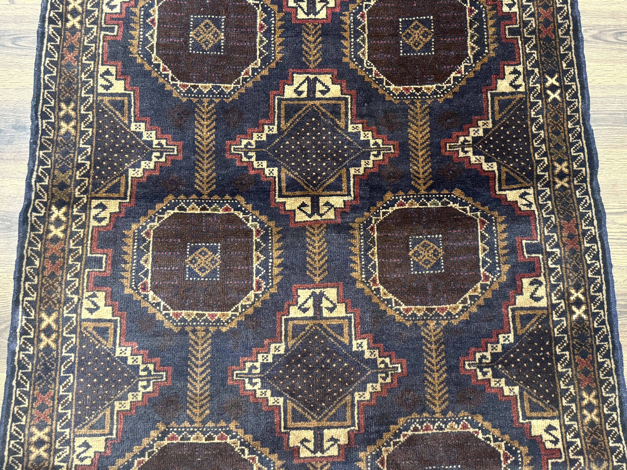 Navy Blue Afghan Balouch Rug 4x6, Handmade, New by Jewel Rugs