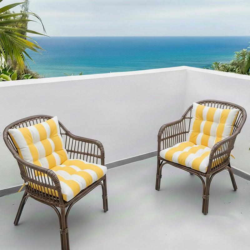 Outdoor Chair Cushions Set of 2 - 19 x 19 x 4 Inch Tufted Seat Cushions by HouseOfZazla