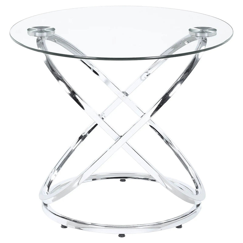 Warren 3-piece Oval Glass Top Coffee Table Set Chrome by Unique Piece Furniture