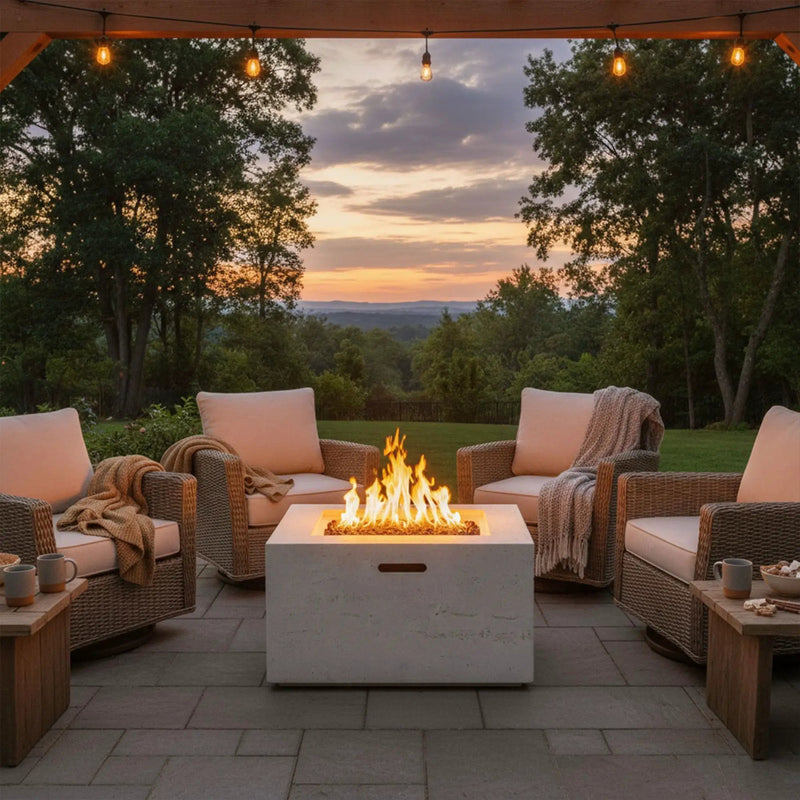 U_Style MGO Outdoor Square Fire Pit with Steel Burner by HouseOfZazla