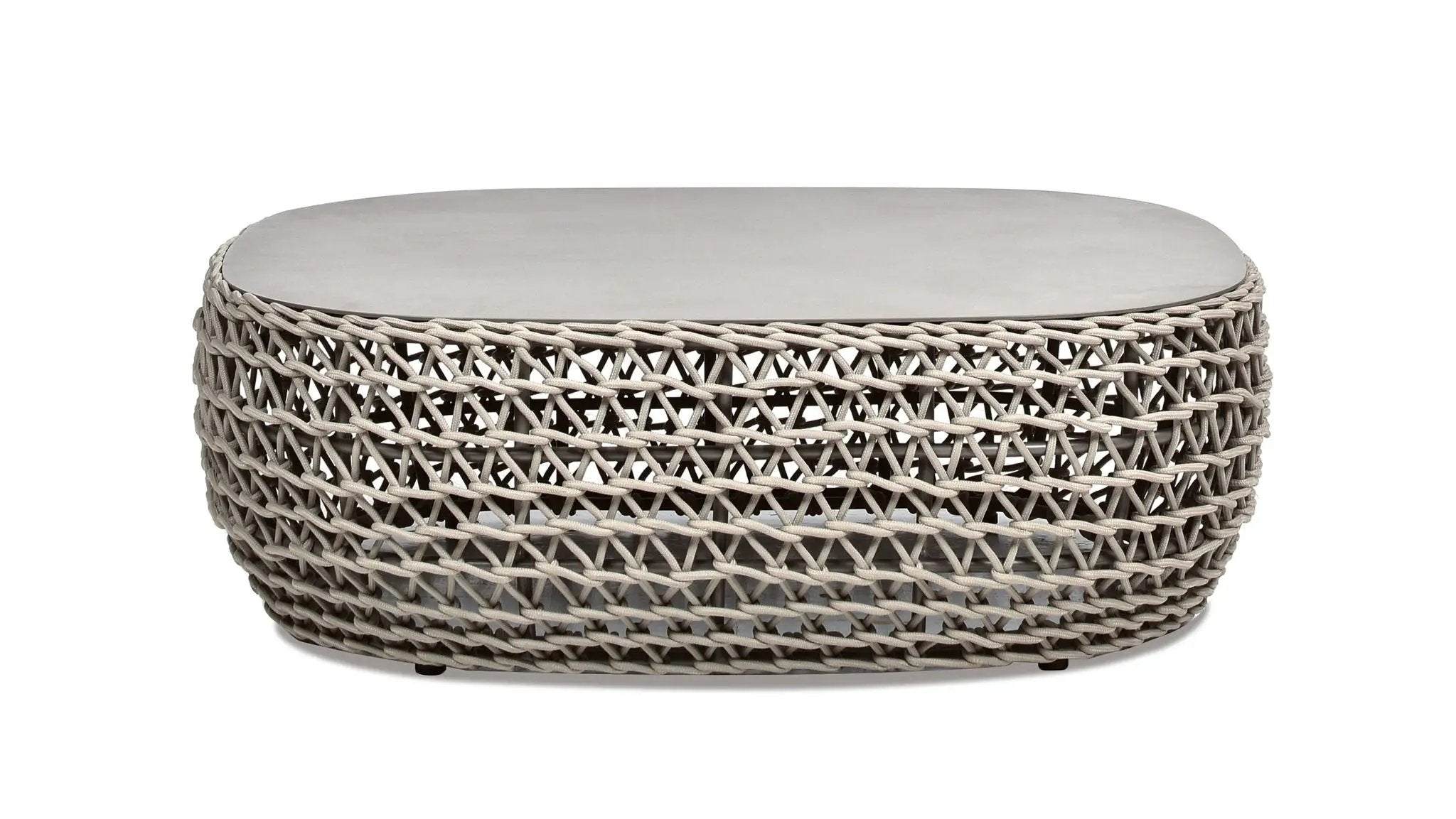 Willow - Oval Woven Patio Coffee Table, Wicker Frame by HouseOfZazla