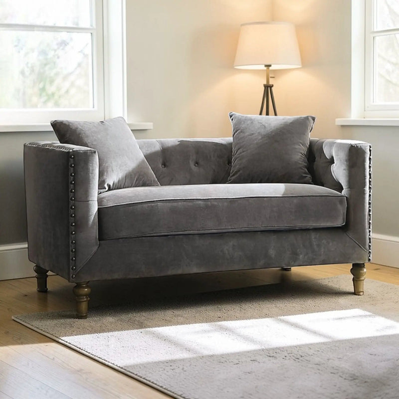 Sidonia - Loveseat With 2 Pillows - Gray by HouseOfZazla
