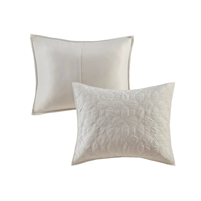 3 Piece Velvet Quilt Set Ivory King/Cal King by HouseOfZazla