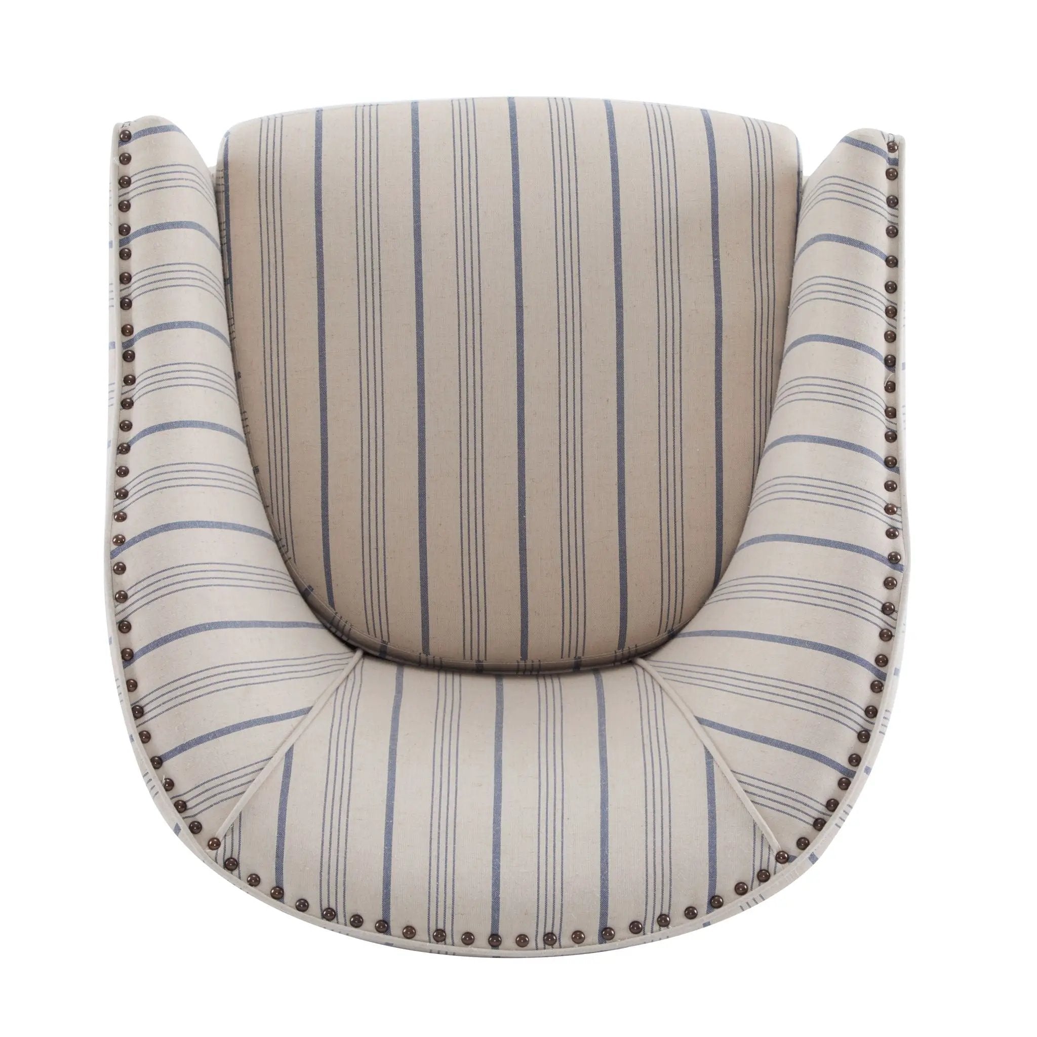 Transitional Upholstered Stripe Barrel Chair With Birch Wood Legs And Plush Cushioned Seat by HouseOfZazla