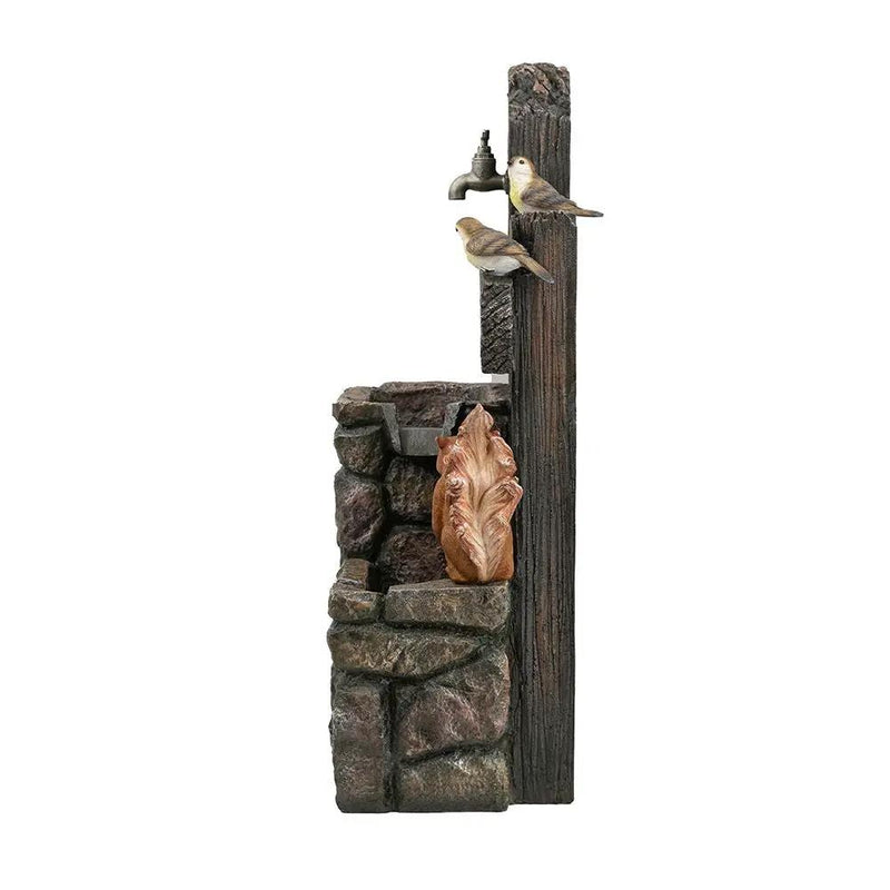 Decorative Two Tiered Water Fountain With Woodland Animal Design, Outdoor Fountain With Light And Pump - Multi by HouseOfZazla