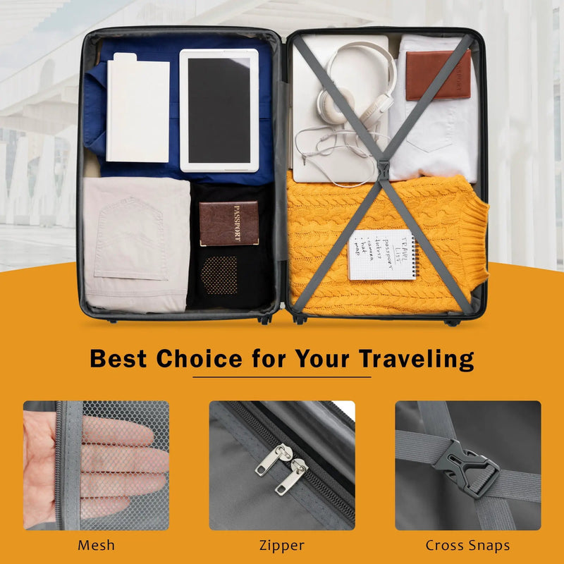 2 Piece Luggage Set With Bags Expanable Spinner Wheels ABS Lightweight Suitcase With Tsa Lock 20" / 28" by HouseOfZazla