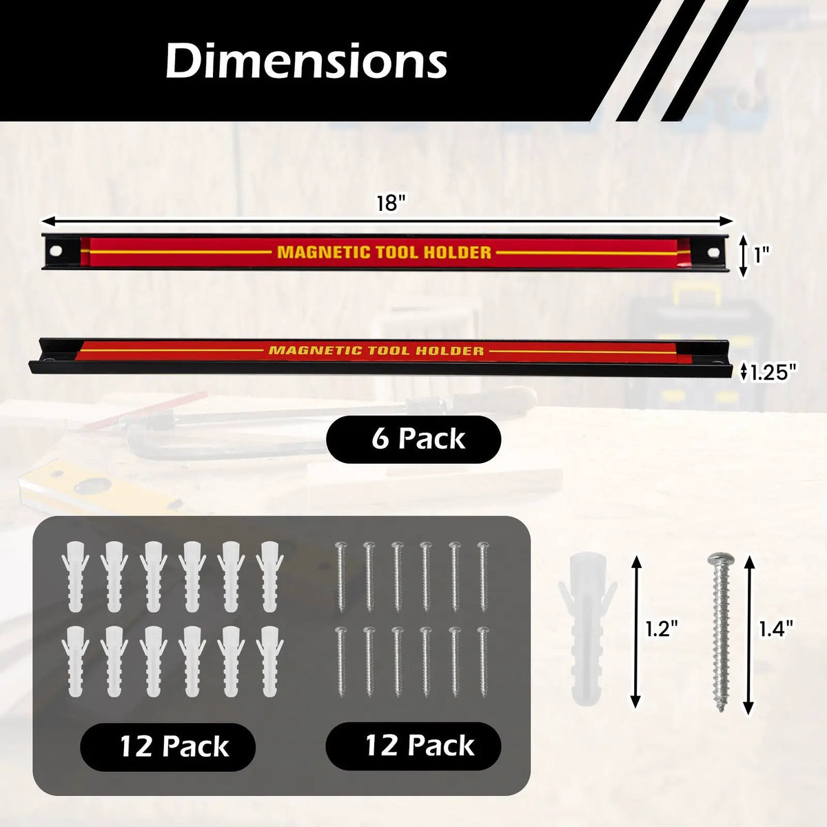 18 Inch Magnetic Tool Holder Strip with Mounting Screws by DirectDeals