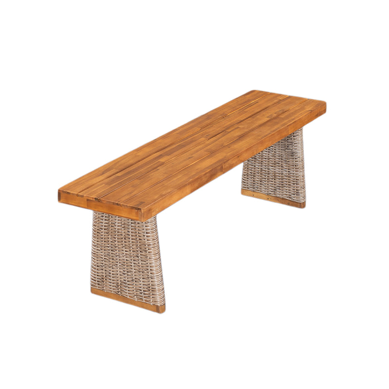 Outdoor 1pcs Acacia Wood Bench, Teak Finish by HouseOfZazla
