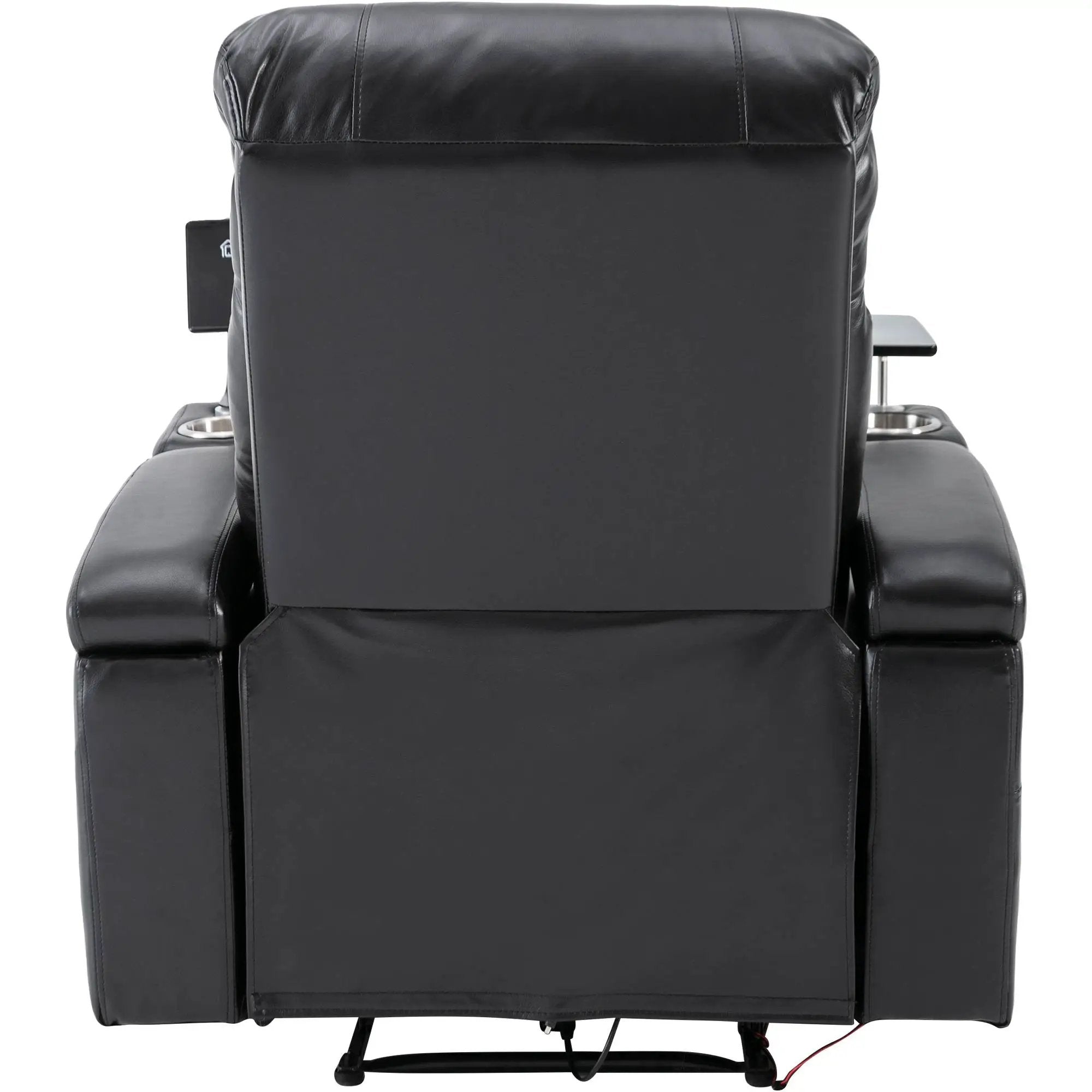 Premium Power Recliner & Storage Arms, Cupholders, Swivel Tray Table And Cell Phone Stand - Black by HouseOfZazla
