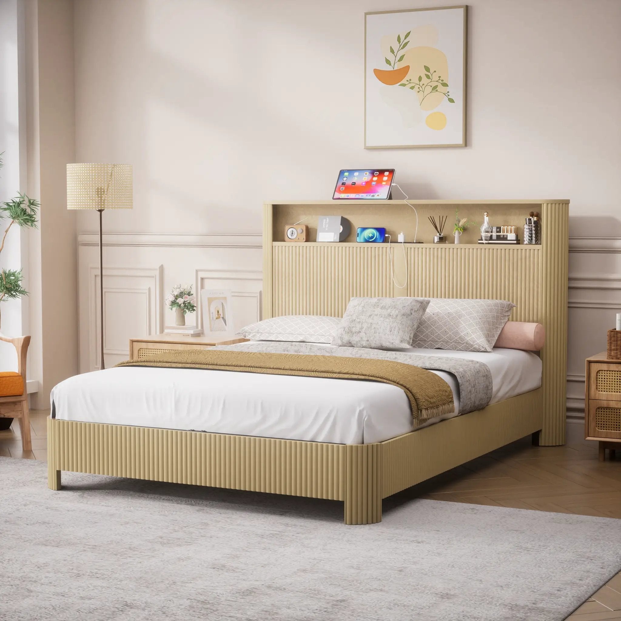 Queen Size Bed Frame With Storage Headboard by HouseOfZazla