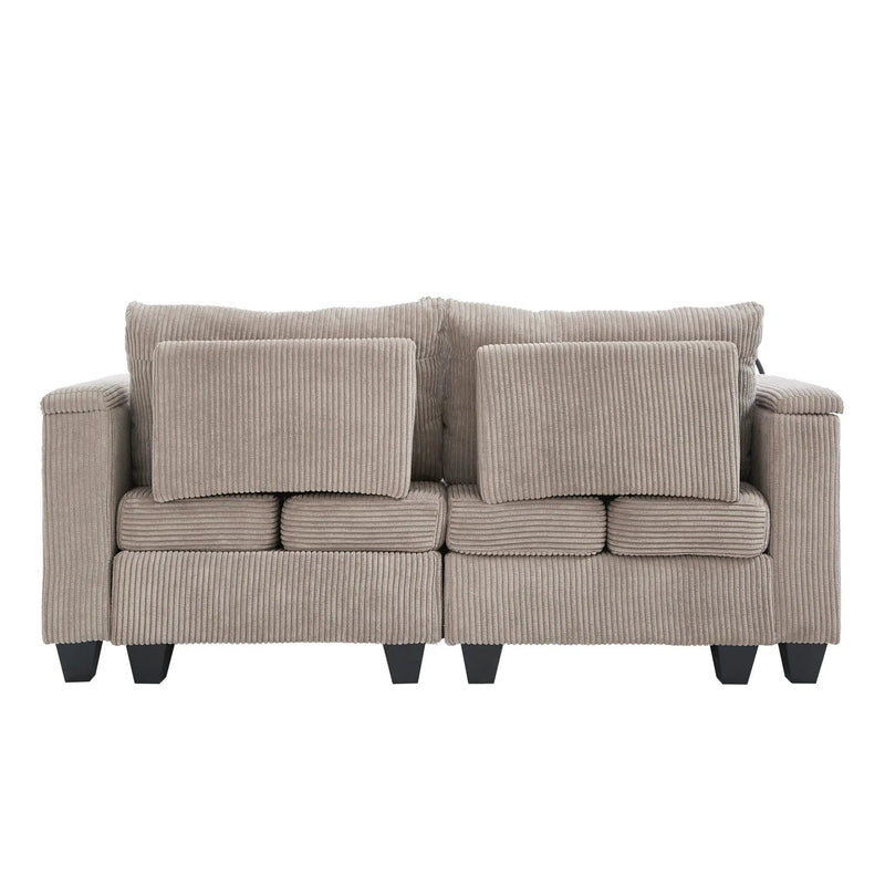 Convertible Chaise Lounge Sofa Chair With USB Ports, Cup Holders, Phone Holder And Storage by HouseOfZazla