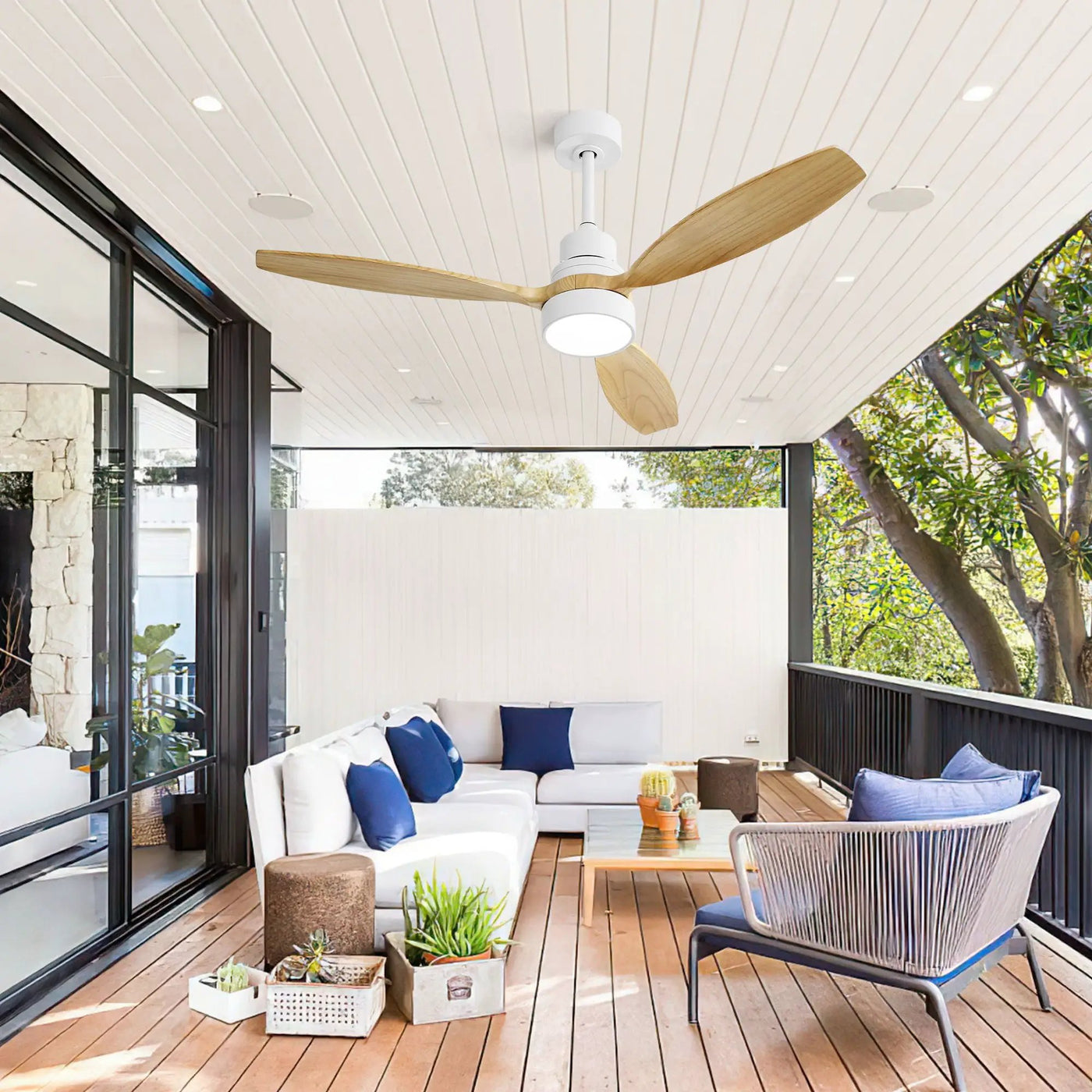 Indoor Ceiling Fan With Dimmable LED Light, 6 Speed Remote ControlLED DC Motor, Reversible Blades by Unique Piece Furniture