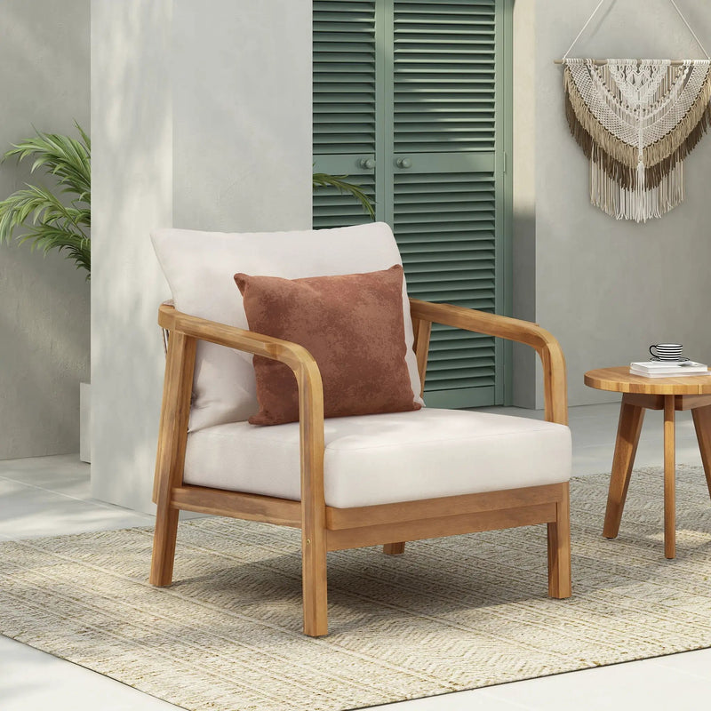 Outdoor Lounge Chair With Woven Backrest and Solid Wood Frame by HouseOfZazla