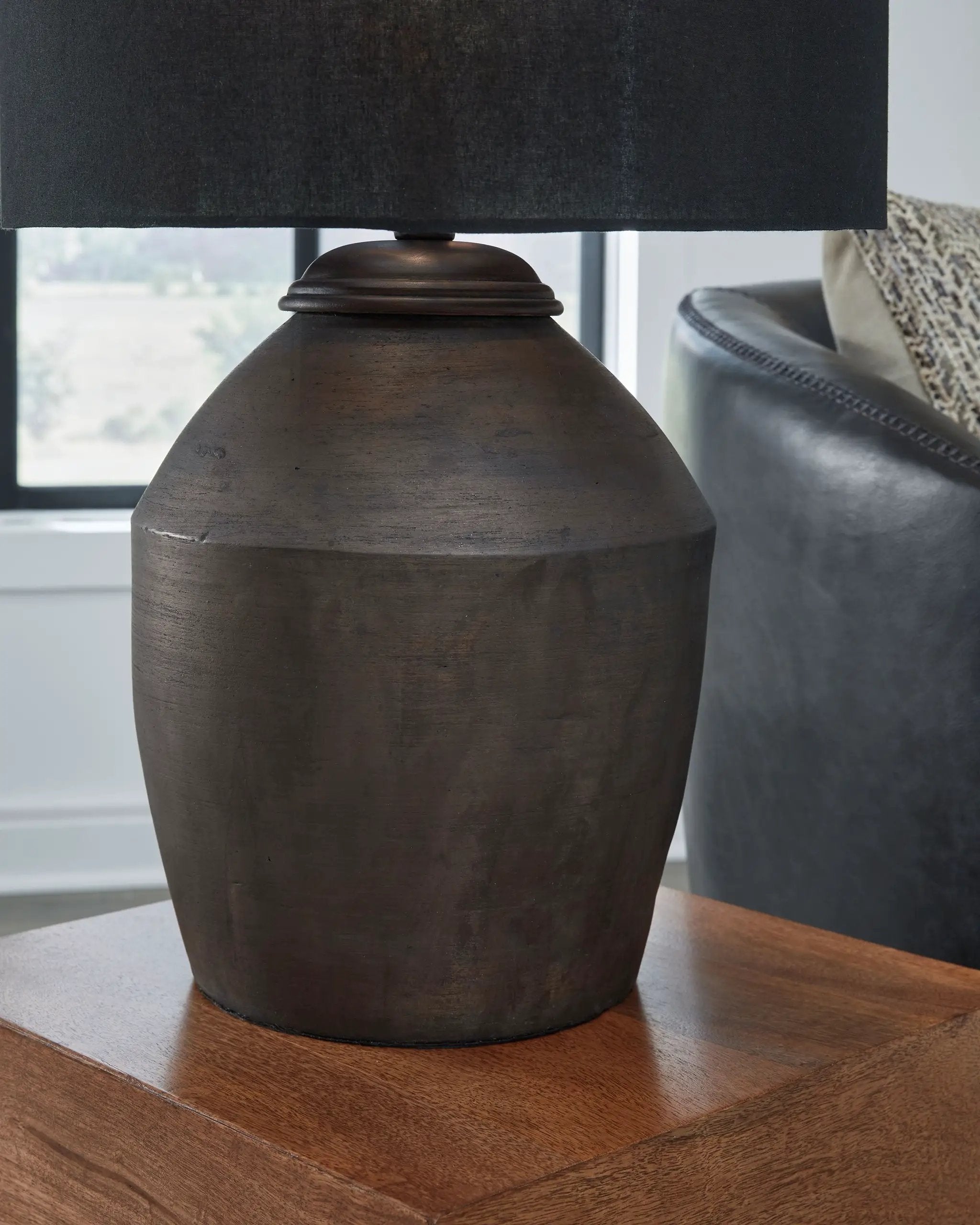Naareman - Terracotta Table Lamp - Metallic Black by Unique Piece Furniture