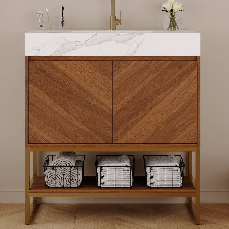 29.9" Modern Free-standing Bathroom Vanity with Ceramic Sink by HouseOfZazla