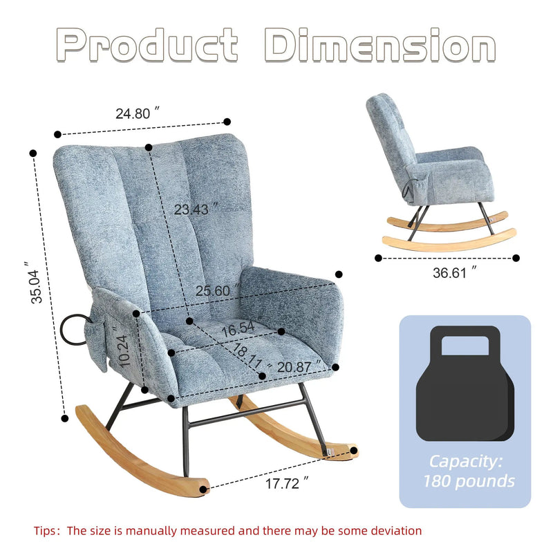 Modern Accent Rocking Chair with Solid Wood Legs by HouseOfZazla
