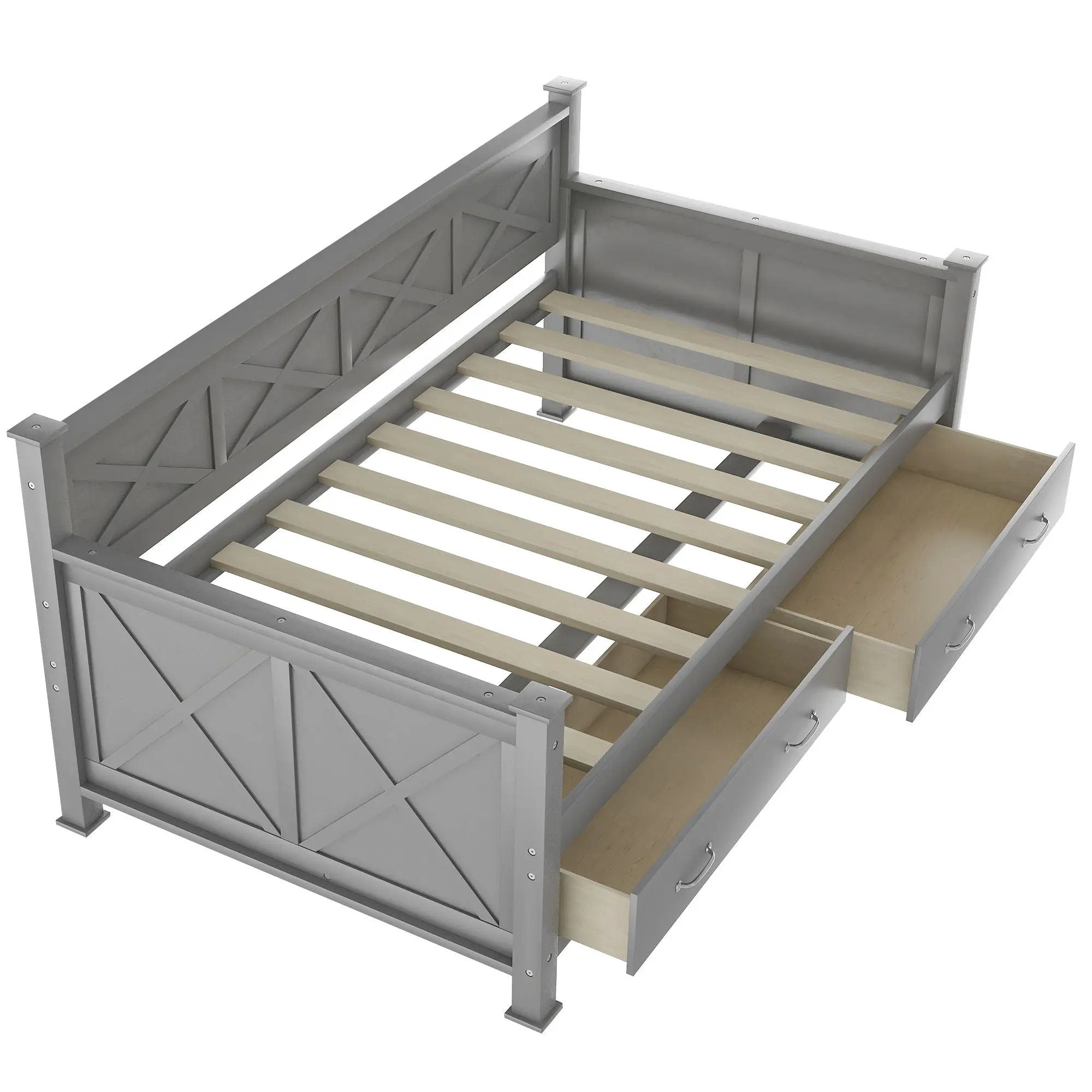 Modern Daybed With 2 Large Drawers, X Shaped Frame by HouseOfZazla