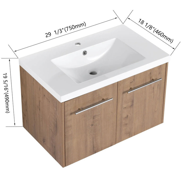 Modern Floating Bathroom Vanity With Resin Sink, Soft Close Doors by HouseOfZazla