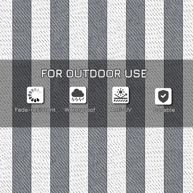 Outsunny - Reversible Outdoor Rug, 9' x 12' Waterproof Plastic Straw Floor Mat, Portable Rv Camping Carpet With Carry Bag, Large Floor Mat For Backyard, Deck, Picnic, Beach - Gray & White Striped by HouseOfZazla