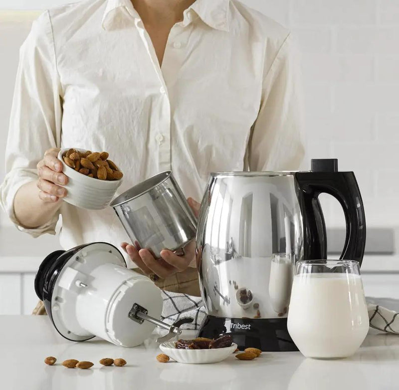 Open Box Tribest SB-130 Soyabella, Automatic Soy Milk and Nut Milk Maker Machine, Stainless Steel Large, Silver by Selzalot