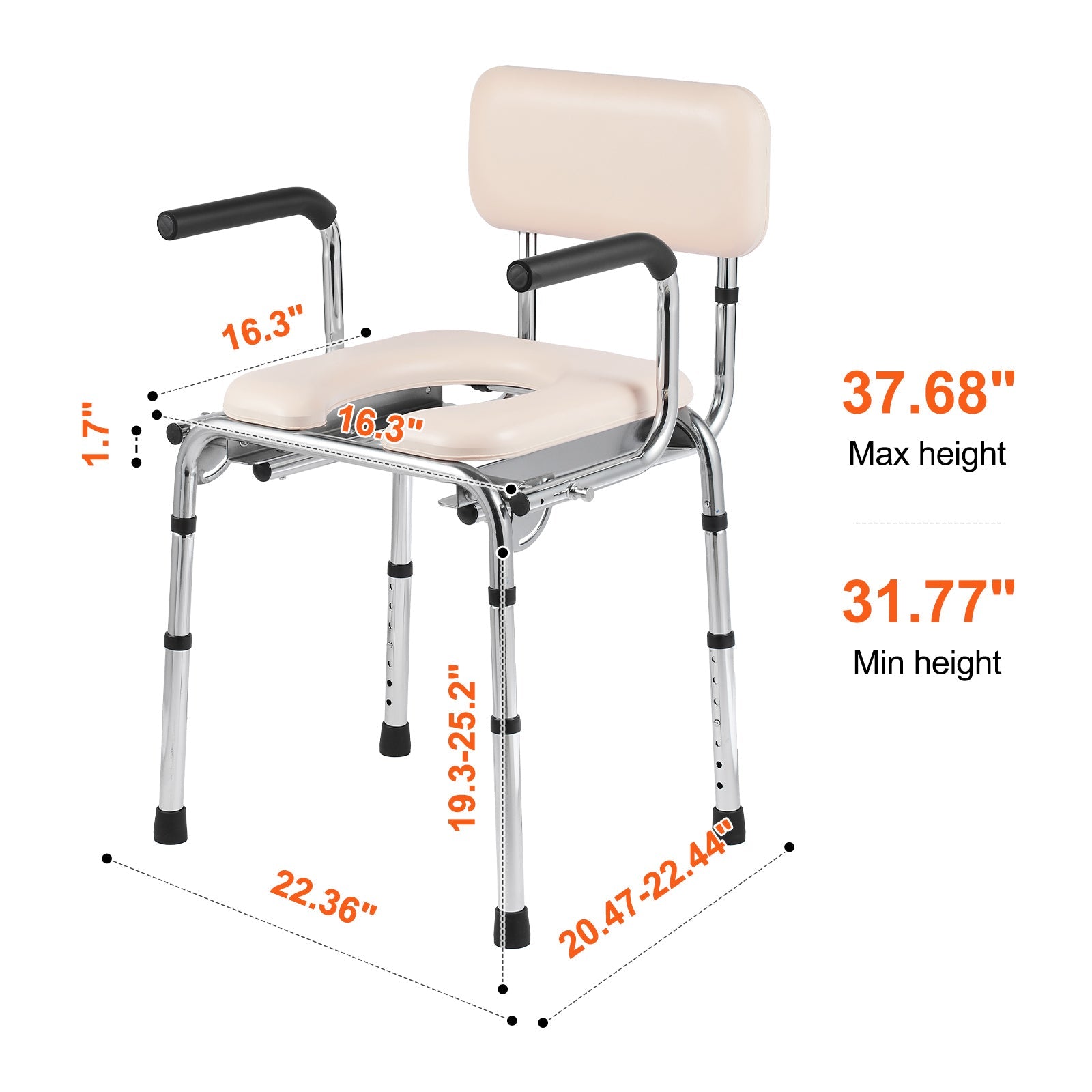 Commode Chair with Padded Seat and Adjustable Height by HouseOfZazla