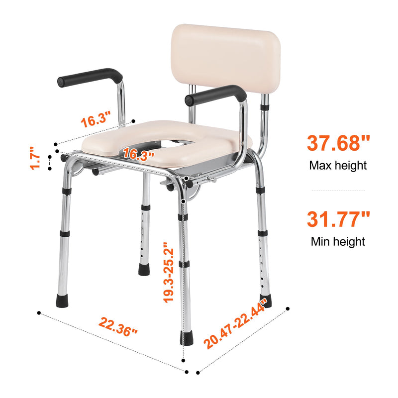 Commode Chair with Padded Seat and Adjustable Height by HouseOfZazla