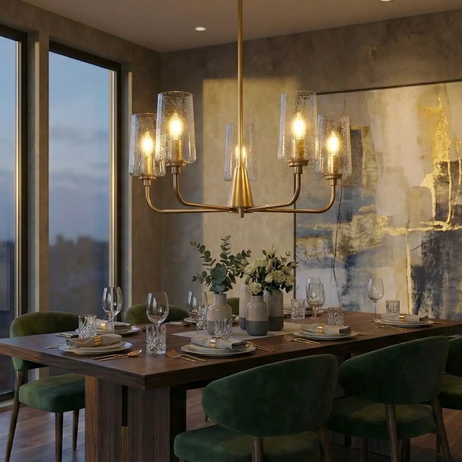 Dazzle - 5 Lights Chandelier With Clear Seeded Satin - Antique Brass / Clear / Gold by Unique Piece Furniture