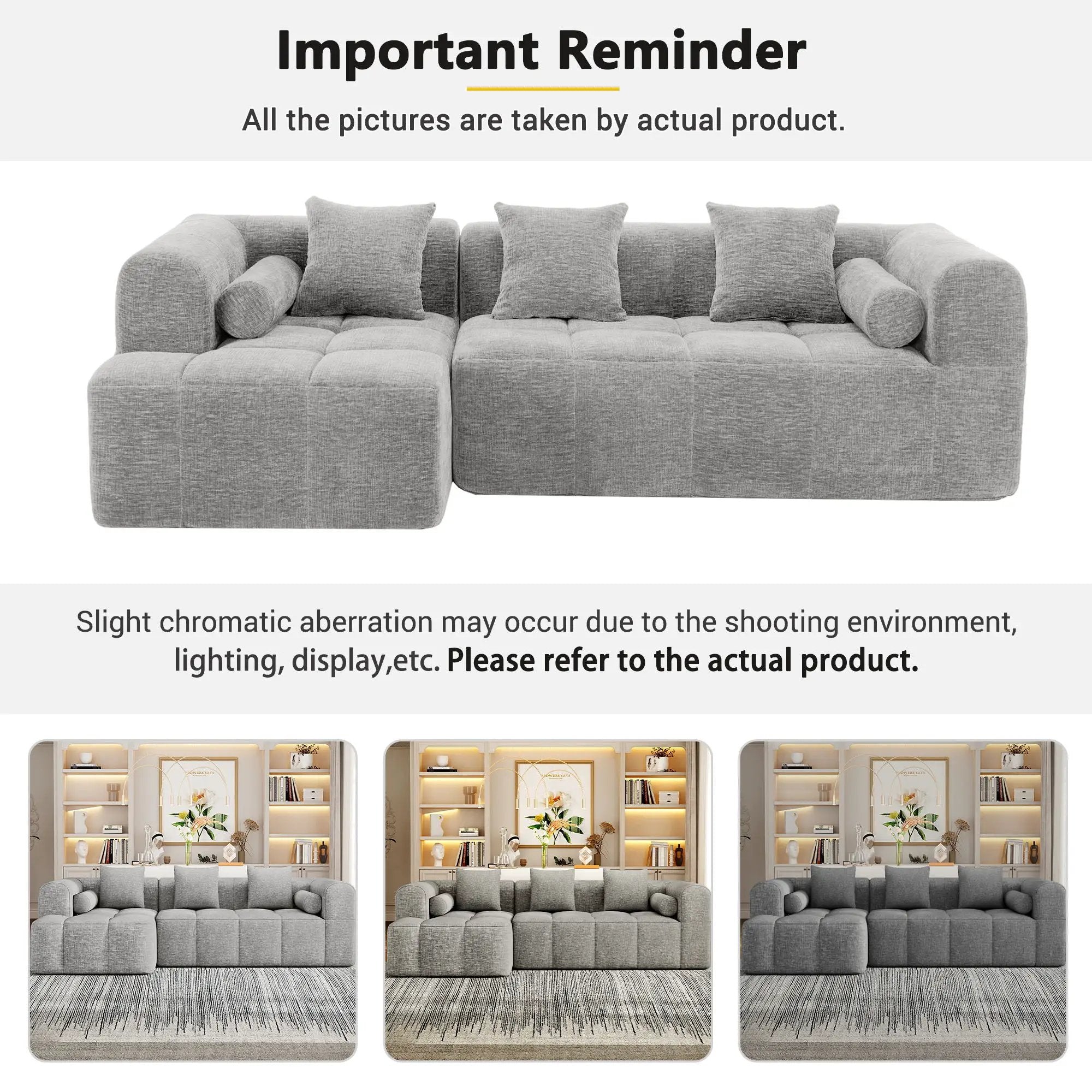 Sectional Free Combined Sofa With 2 Side Pockets by Unique Piece Furniture