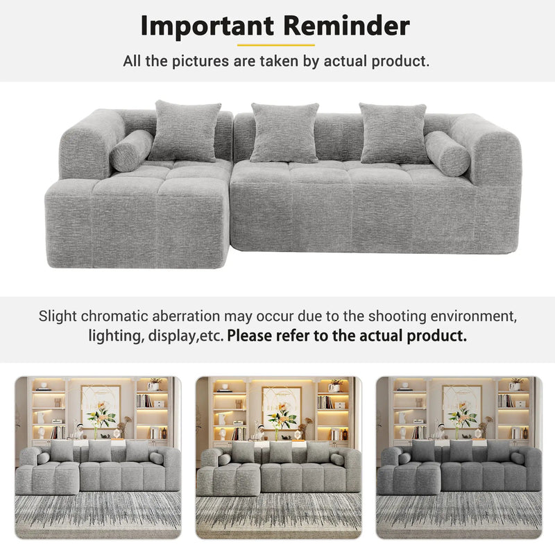Sectional Free Combined Sofa With 2 Side Pockets by HouseOfZazla