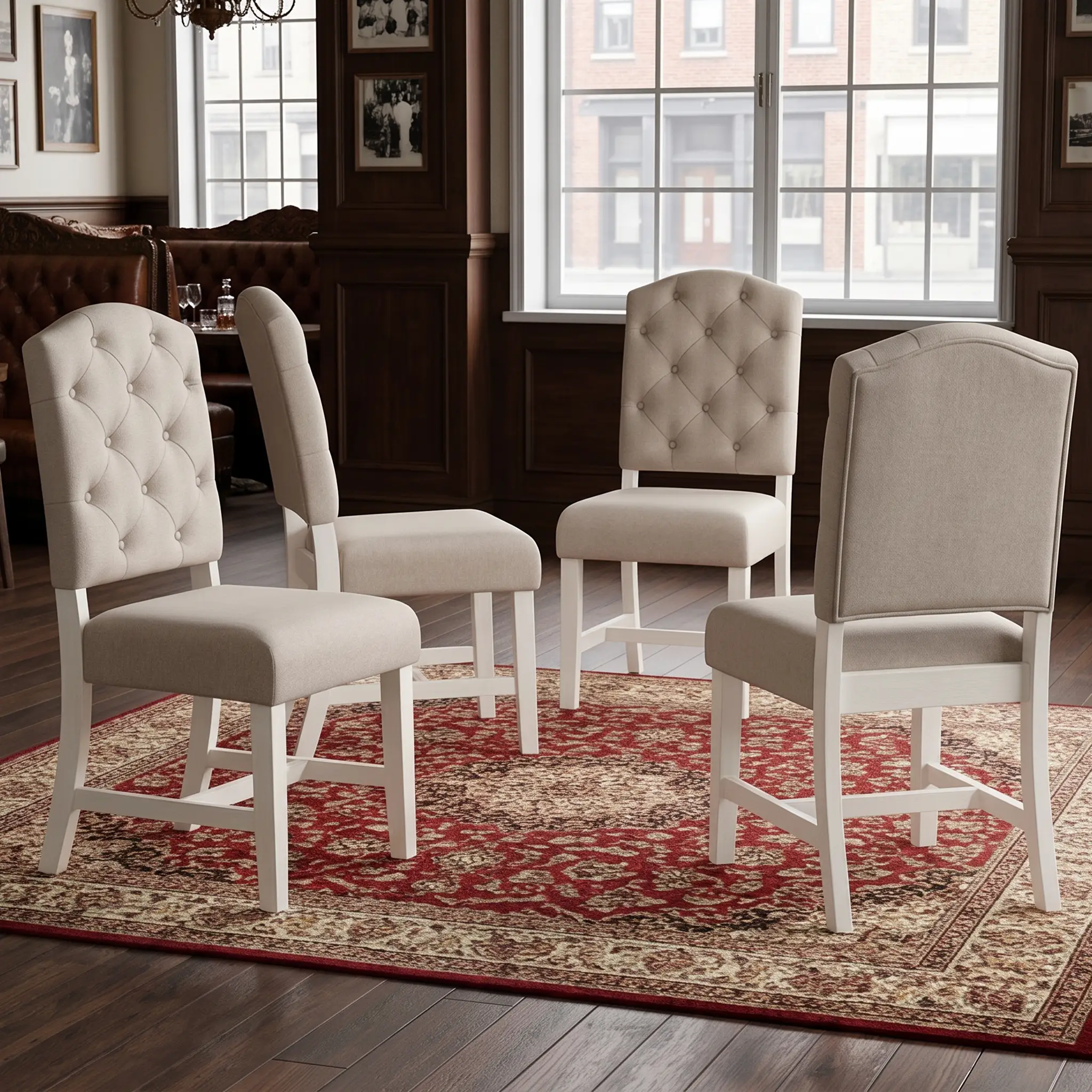 TREXM Retro Style Dining Chair Set with 4 Upholstered Chairs by HouseOfZazla