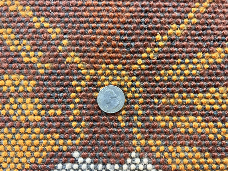 Rya Shag Rug 2x4, Rabbit in Top Hat, Wool, Orange, Vintage 1960s Danish Shag Rug by Jewel Rugs
