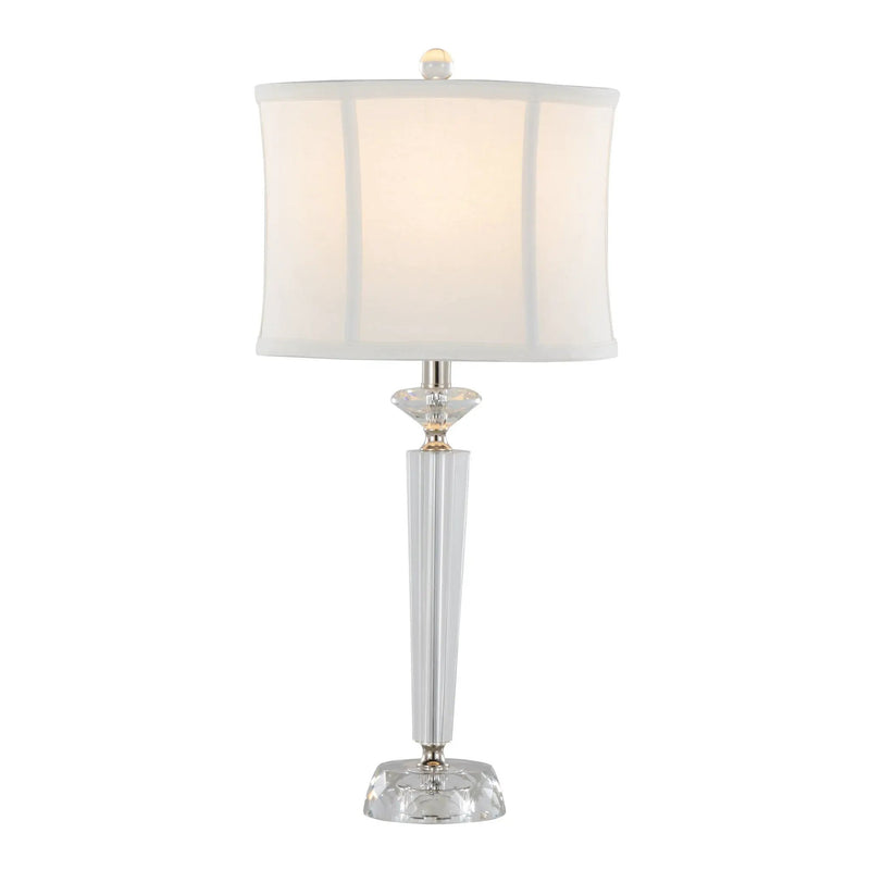 Diamond - Torch Contemporary Crystal Table Lamp (Set of 2) - Clear / Off White / Polished Nickel by HouseOfZazla