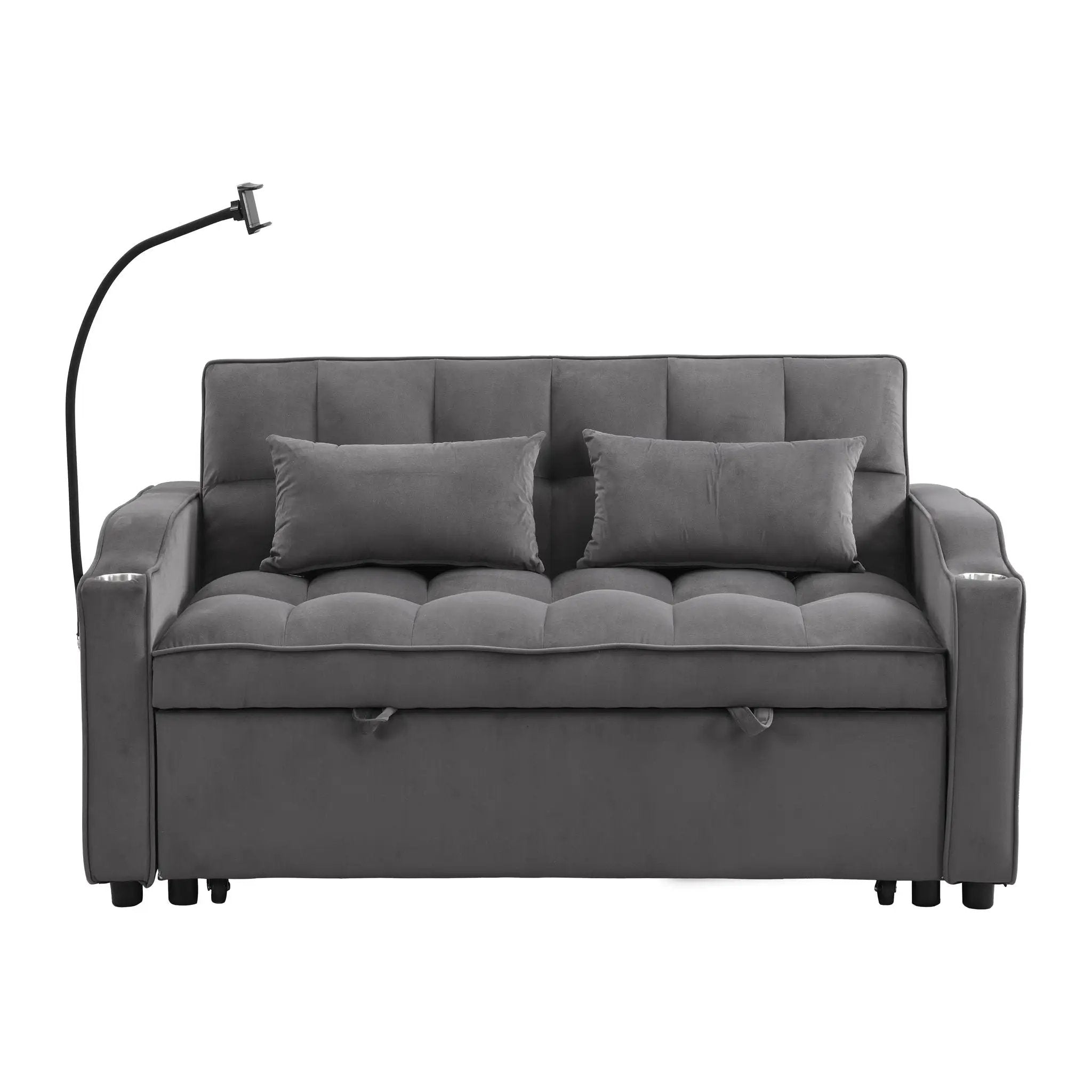 Sofa Bed With Trundle For Small Rooms - Dark Gray by HouseOfZazla