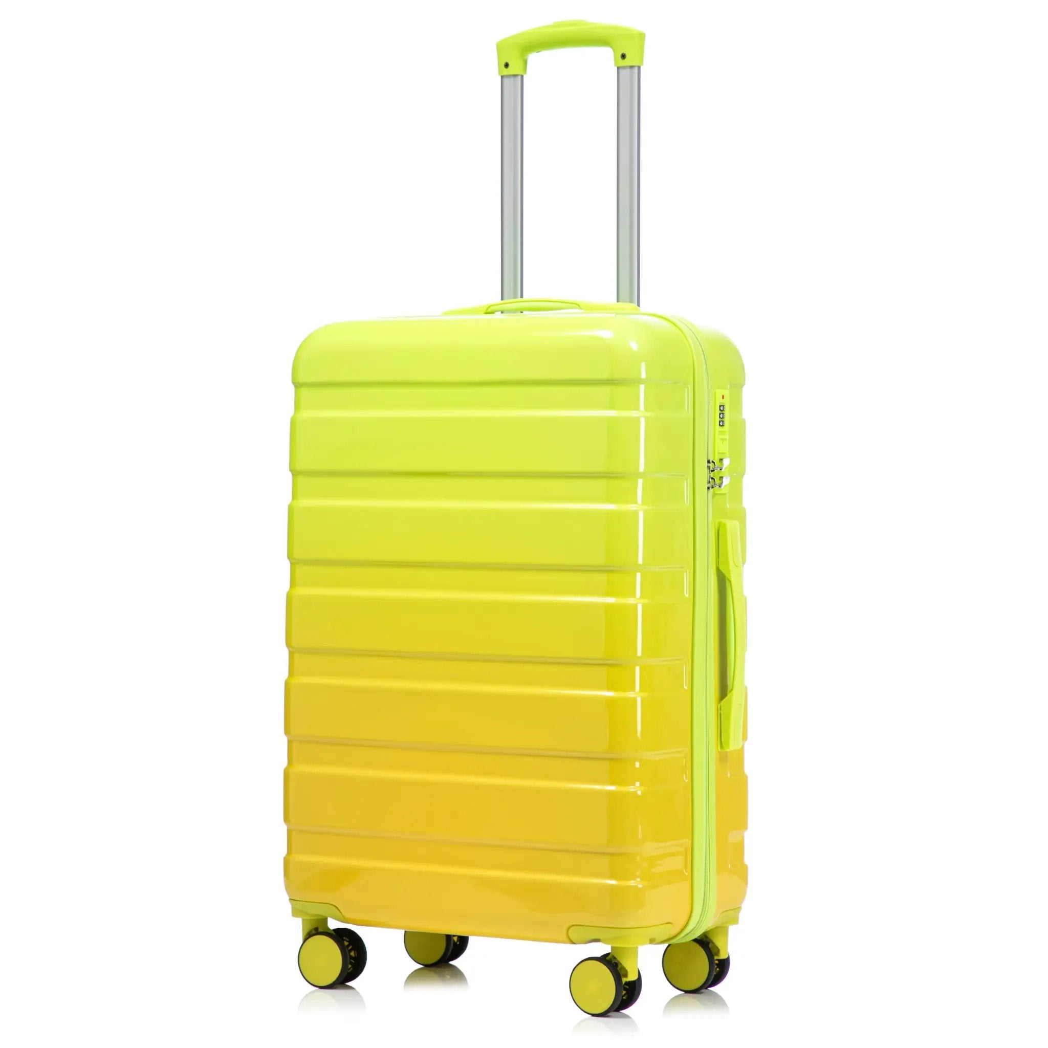20'/24'/28' 3-Piece PC Spinner Wheel Luggage Set (Yellow+Green) by HouseOfZazla