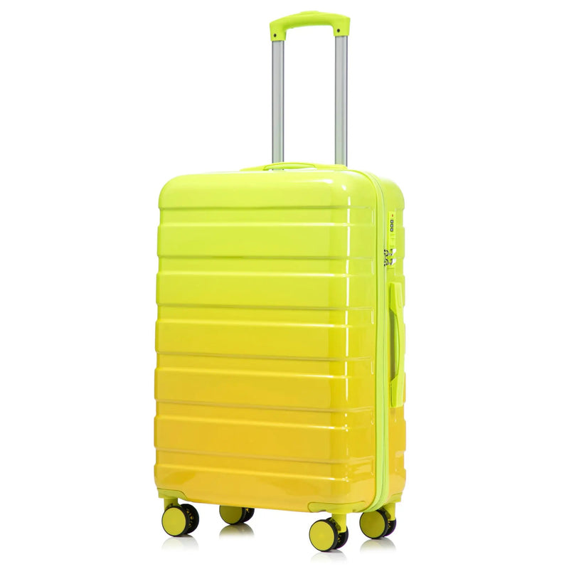 20'/24'/28' 3-Piece PC Spinner Wheel Luggage Set (Yellow+Green) by HouseOfZazla