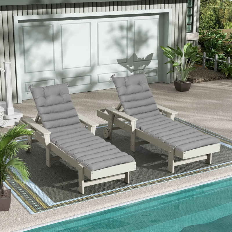 2PCS Set Outdoor Lounge Chair Replacement Cushions - Grey by HouseOfZazla