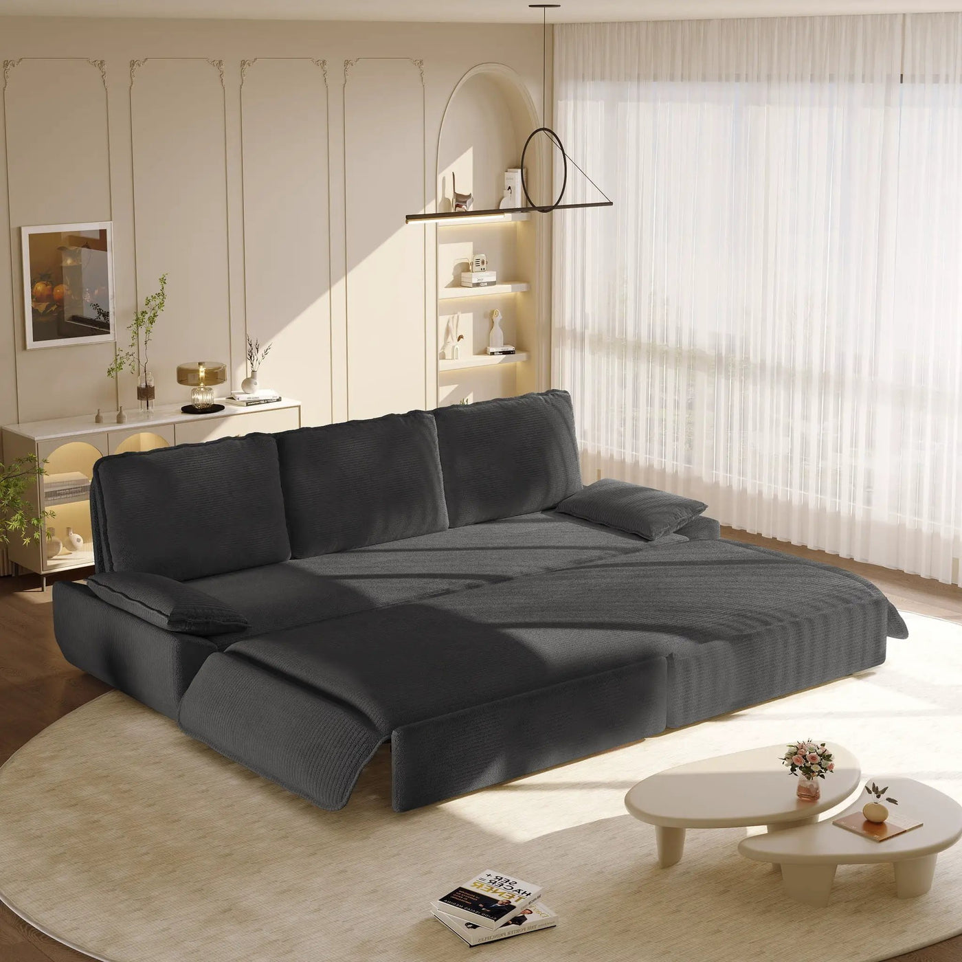 King Size Pull Out Sofa Bed, 3 In 1 Convertible Multifunctional by HouseOfZazla