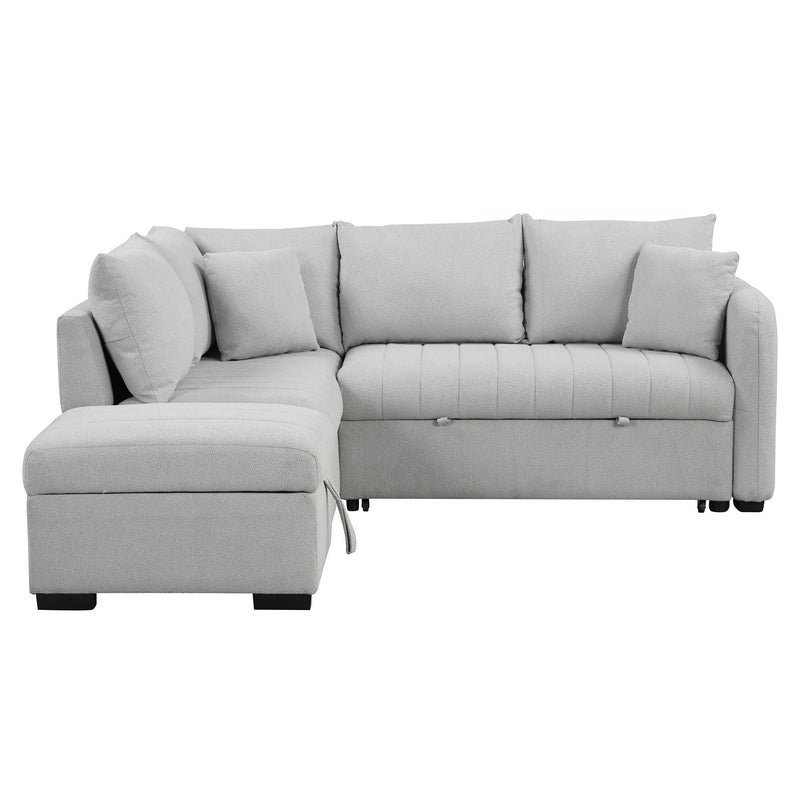 L-Shaped Sectional Pull Out Sofa Bed Sleeper Sofa With Two USB Ports, Two Power Sockets And A Movable Storage Ottoman by HouseOfZazla