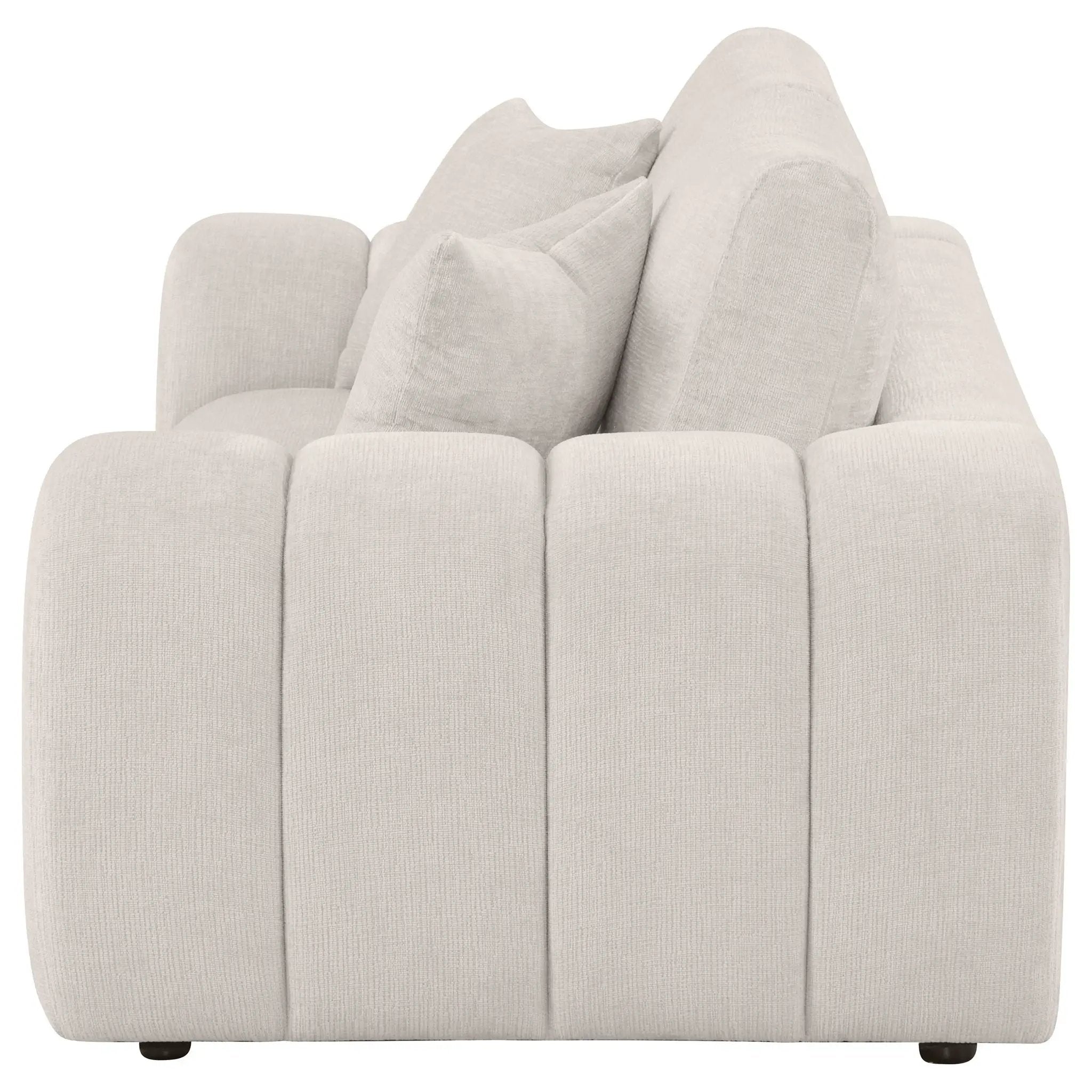 Burnett Chenille Upholstered Wide Arm Loveseat Ivory by Unique Piece Furniture