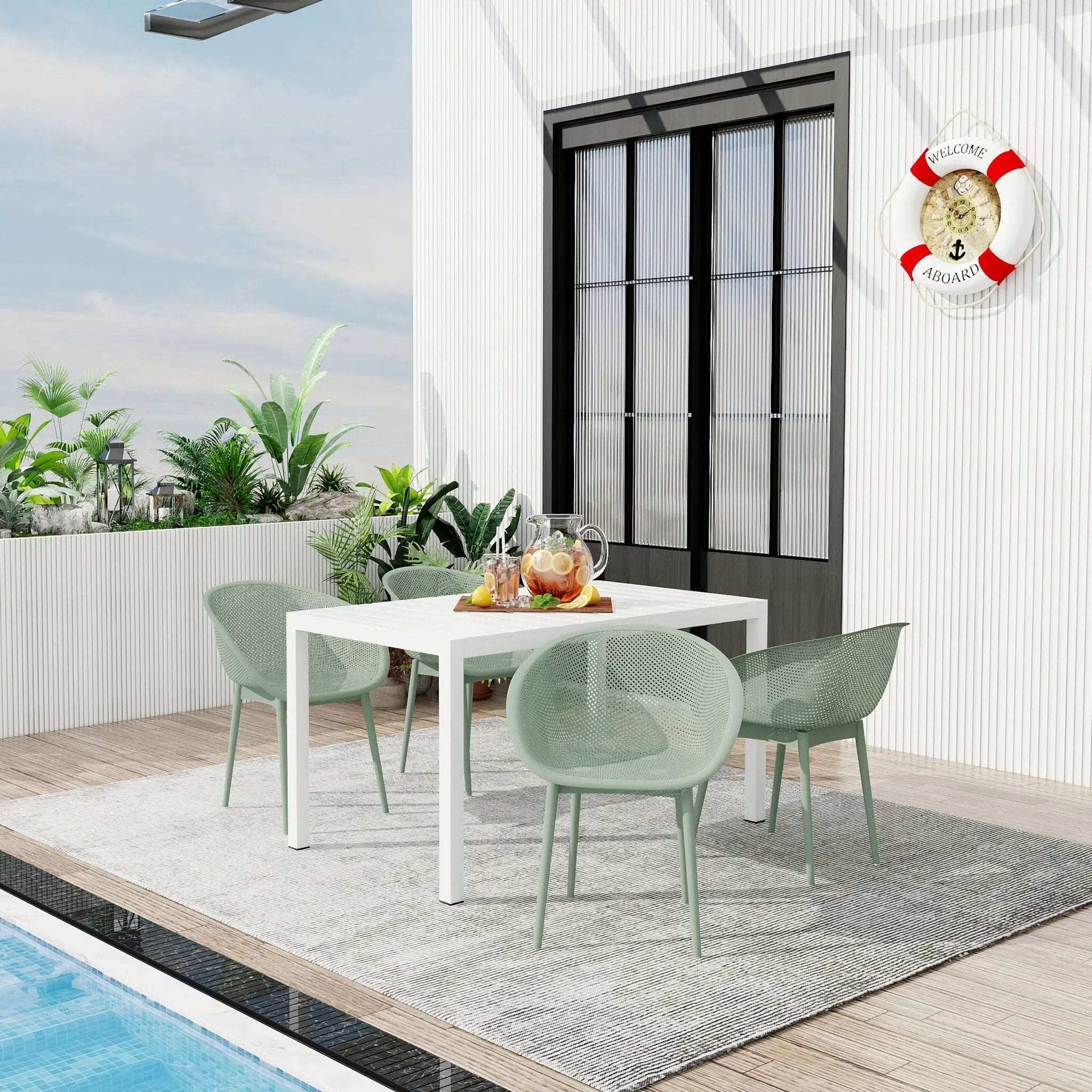 4 Pack Lounge Chair Set With Long Table by Unique Piece Furniture