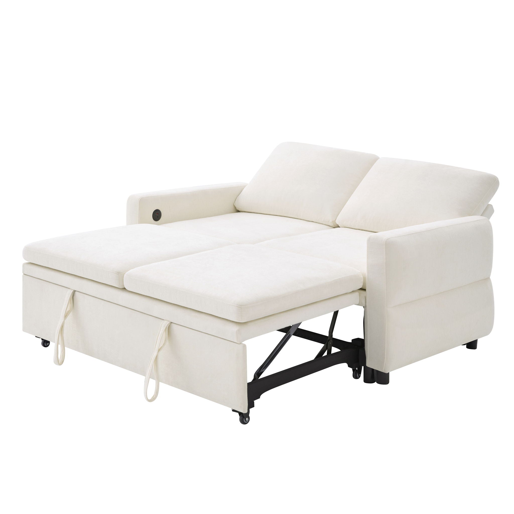 Convertible Sofa Bed Loveseat With Adjustable Backrest And USB Ports by HouseOfZazla