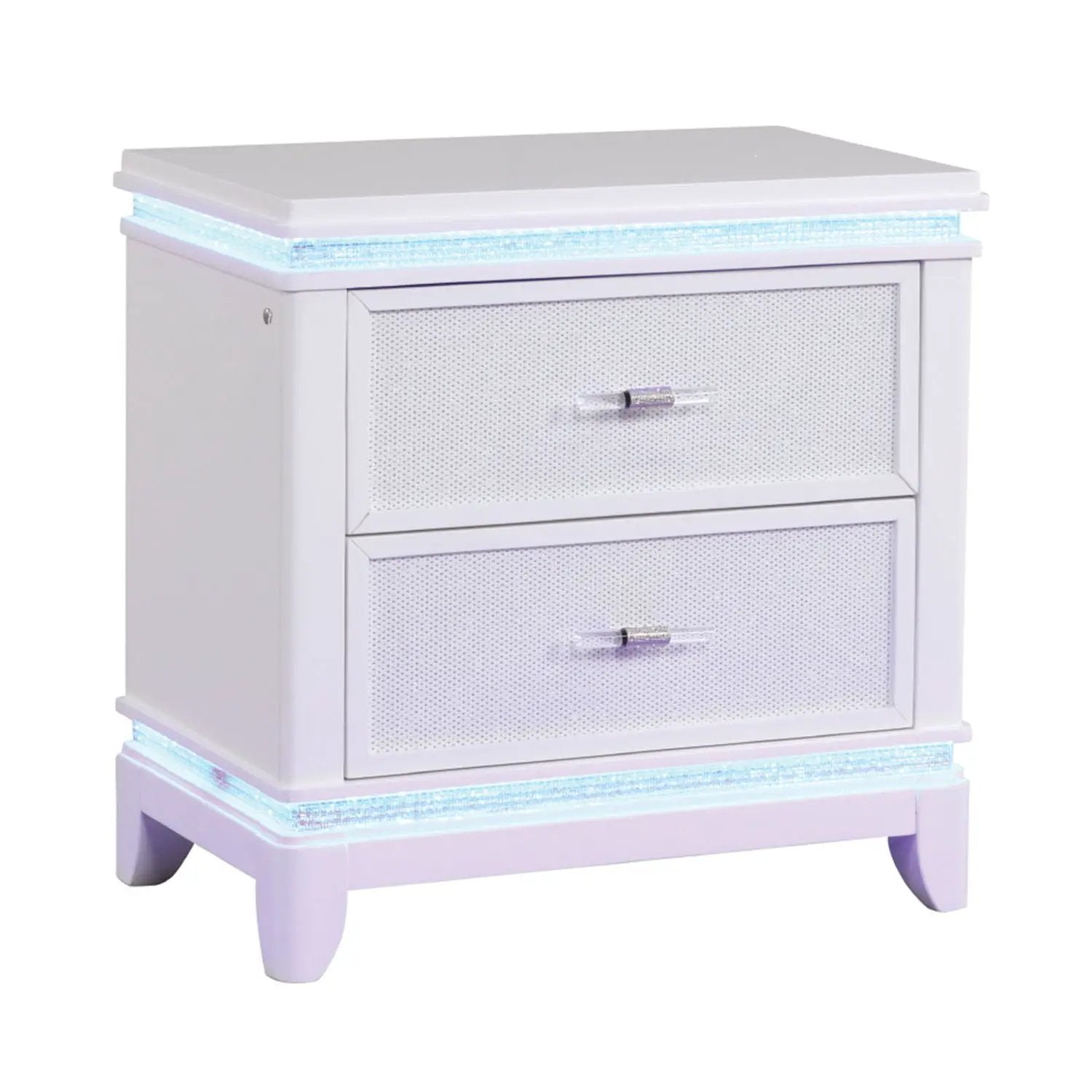 Opium - 2 Drawer Nightstand With LED Lights - White by HouseOfZazla